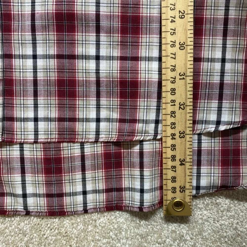 Ely Cattleman Western Shirt Mens 4X Burgundy Plaid Pearl Snap Big Man 202907BG